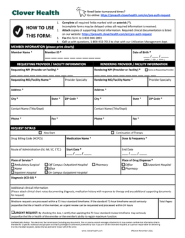 Medicare Part B Rx Prior Authorization Request Form